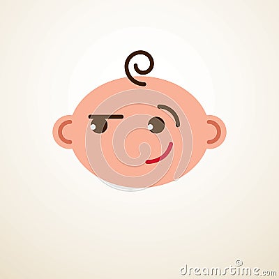 Cute baby cartoon vector flat icon, adorable happy and smiling c Vector Illustration