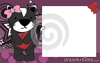 Cute baby cat girl valentine background Vector Illustration