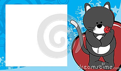 Cute baby cat love valentine picture frame background Vector Illustration