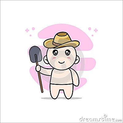 Cute baby character wearing breeder costume Vector Illustration