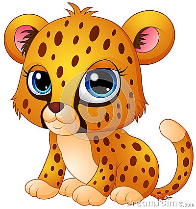Cute baby cheetah cartoon Vector Illustration
