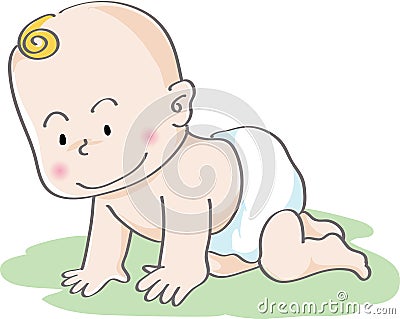 Cute baby crawling Stock Photo