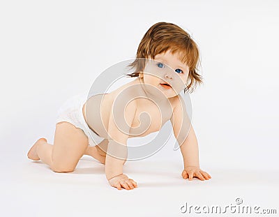 Cute baby creeps Stock Photo