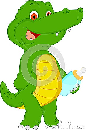 Cute baby crocodile cartoon Vector Illustration