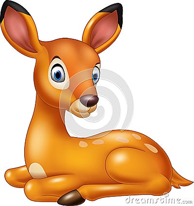 Cute baby deer cartoon Vector Illustration