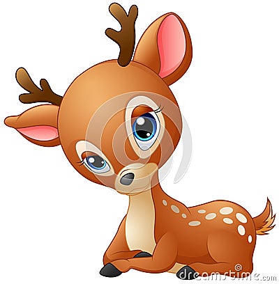 Cute baby deer cartoon Vector Illustration