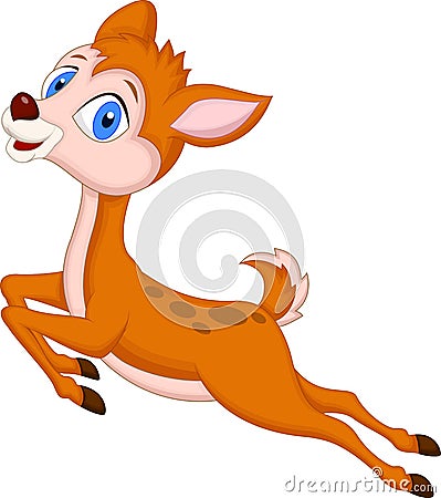 Cute baby deer cartoon jumping Vector Illustration