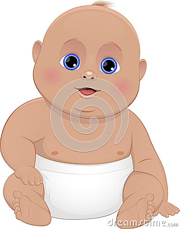 Cute baby in diapers Vector Illustration