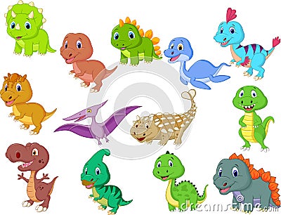 Cute baby dinosaurs collection Vector Illustration