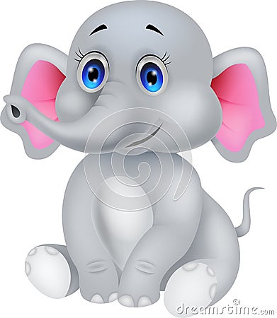 Cute baby elephant cartoon Vector Illustration