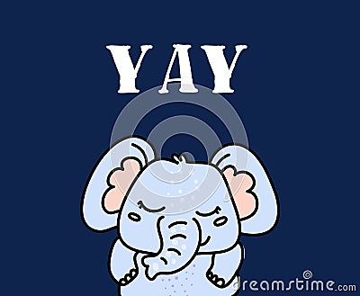 Cute baby elephant hand drawn vector character Vector Illustration