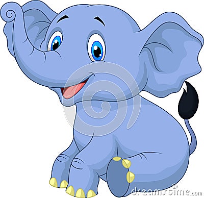 Cute baby elephant sitting Vector Illustration