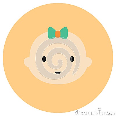 Cute baby face cute icon in trendy flat style isolated on color background. Baby symbol for your design, logo, UI. Vector Cartoon Illustration