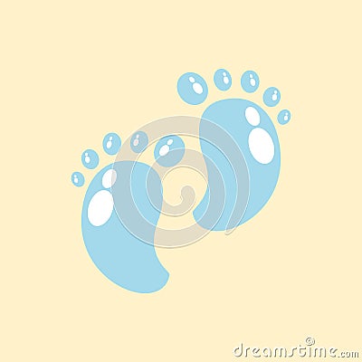cute baby footprints isolated icon Cartoon Illustration