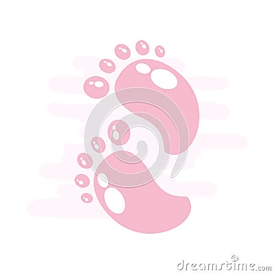 cute baby footprints isolated icon Cartoon Illustration