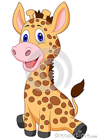 Cute baby giraffe cartoon Vector Illustration
