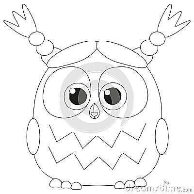 Cute baby girl owl black and white poster Vector Illustration