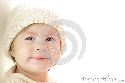 Cute baby girl wearing warm clothes Stock Photo