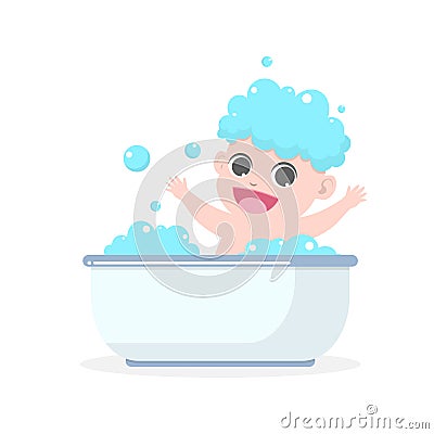 Cute baby having bath Vector Illustration