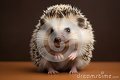 Cute Baby Hedgehog Portrait in Bold Minimalist Studio. Generative AI illustration Stock Photo