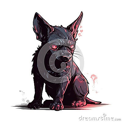 Cute Baby Hellhound On White Background Logo Digital Art. Generative AI Stock Photo