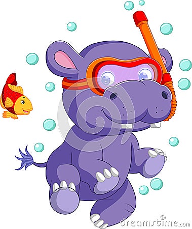 Cute baby hippo Cartoon Vector Illustration