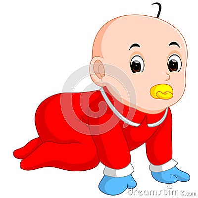 Cute baby holding pacifiers Vector Illustration