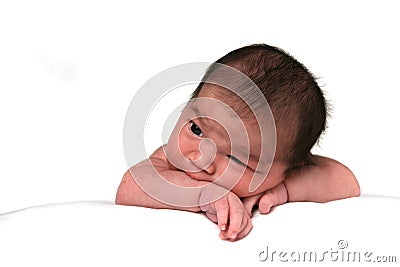 Cute Baby Infant Girl On White Stock Photo