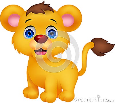 Cute baby lion cartoon Vector Illustration