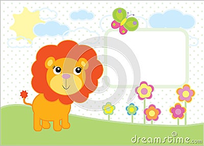 Cute baby lion simple vector background Vector Illustration