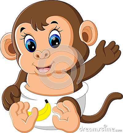 Cute baby monkey cartoon Vector Illustration