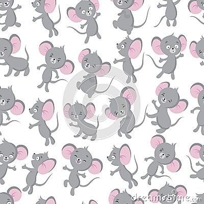 Cute baby mouse seamless pattern. Adorable toddler, newborn textile vector design Vector Illustration