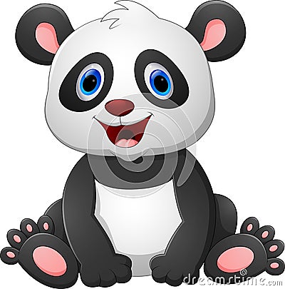 Cute baby panda cartoon Vector Illustration