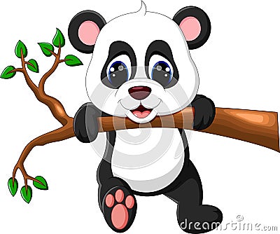 Cute baby panda cartoon Vector Illustration