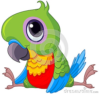 Cute Baby Parrot Vector Illustration