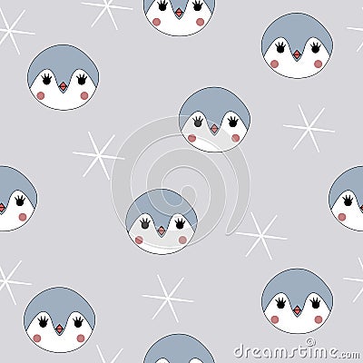 Cute baby penguins. Vector Illustration