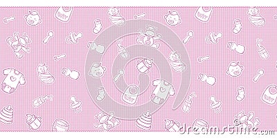 Cute baby shower equipment doodles background Vector Illustration