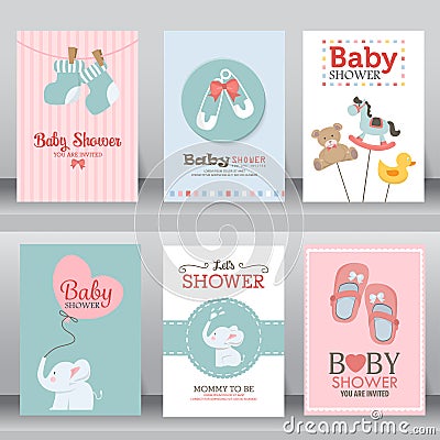 Cute baby shower invitation. vector Vector Illustration