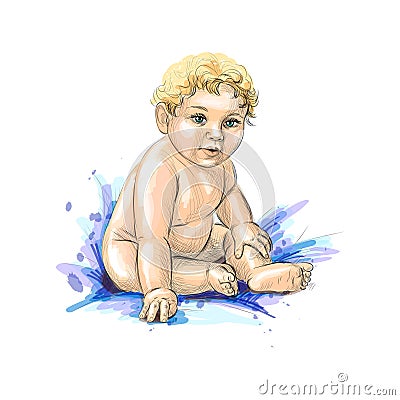 Cute baby sitting Vector Illustration