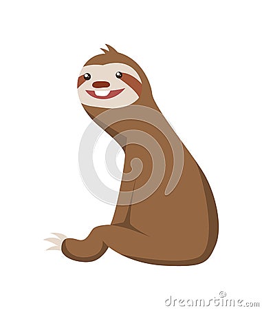 Cute baby sloth seating. Vector funny sloth illustration for summer design. Adorable cartoon animal. Funny cartoon sloth Vector Illustration