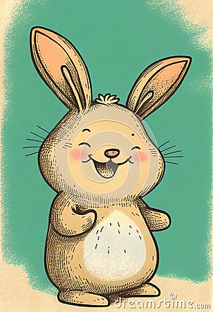Cute baby smiling bunny rabbit cartoon Cartoon Illustration