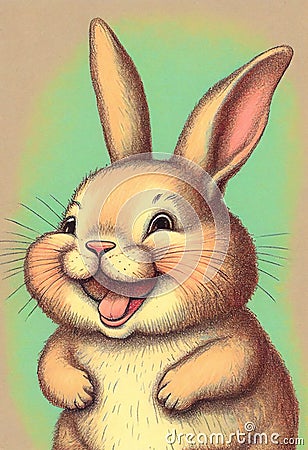 Cute baby smiling bunny rabbit cartoon Cartoon Illustration