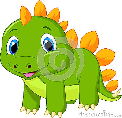 Cute baby stegosaurus cartoon Vector Illustration