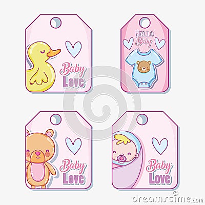 Cute baby tags Vector Illustration