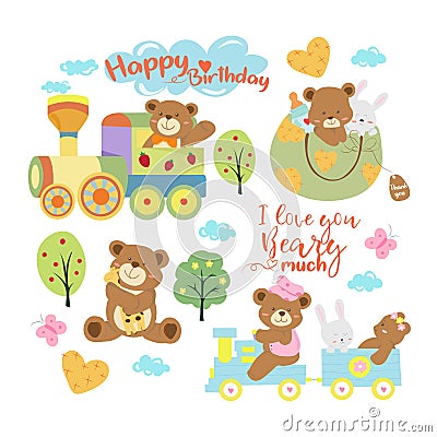 Cute baby teddy bear or toddler boy vector illustration clipart Vector Illustration