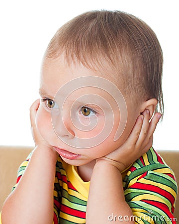 Cute baby thinking Stock Photo