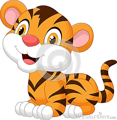 Cute baby tiger cartoon Vector Illustration