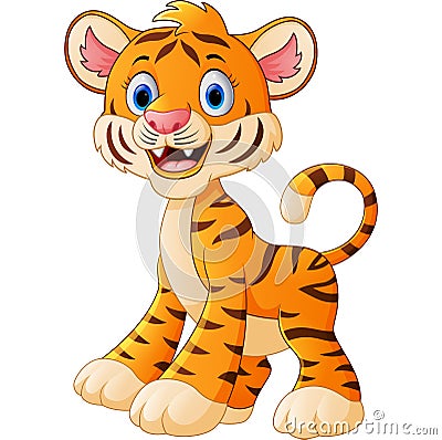 Cute baby tiger cartoon Vector Illustration