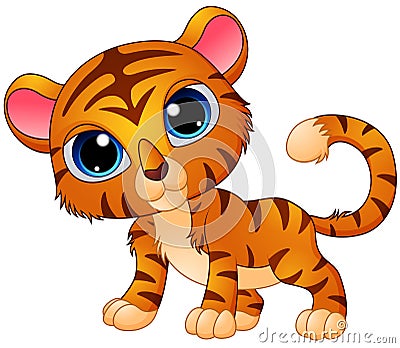 Cute baby tiger cartoon Vector Illustration