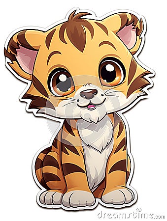 Cute Baby Tiger Stickers - Super Cute Character in Cartoon Style AI Generated Cartoon Illustration